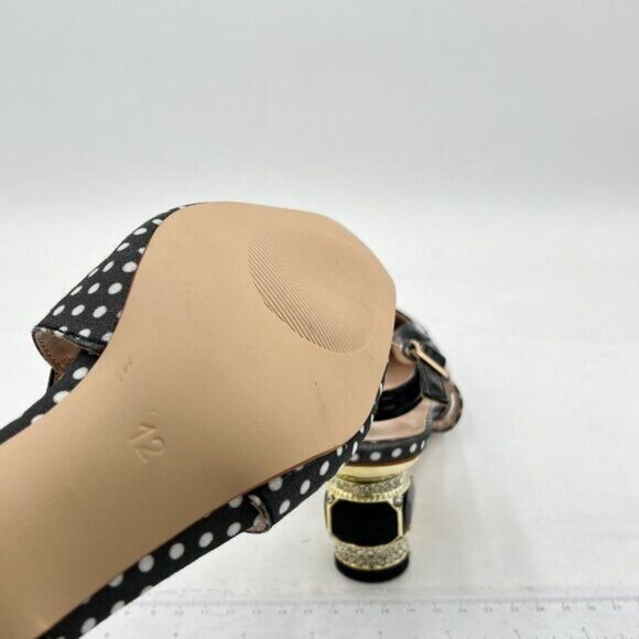 FSJ Women Fashion Square Toe Pumps Rhinestones Chunky Low Heel Cutout Slingback - Picture 5 of 7